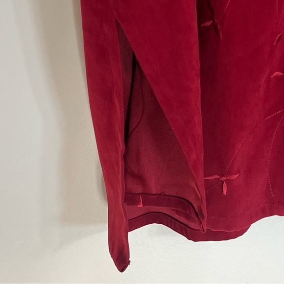 Women’s All American Button Front Tunic Top Embroidered Cranberry Moleskin 24W - Picture 8 of 11